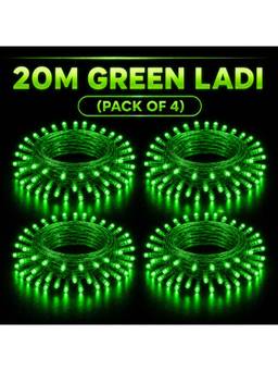 SPARKWORLD - 74 LEDs 20 m Green Steady Bulb Rice Lights (Pack of 4)