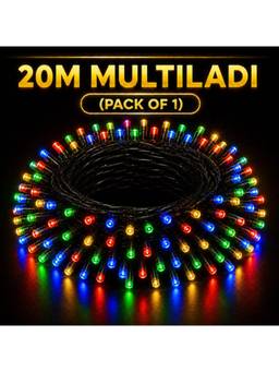 SPARKWORLD - 74 LEDs 20 m Multicolor Steady Bulb Rice Lights (Pack of 1)