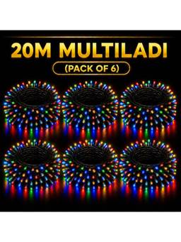 SPARKWORLD - 74 LEDs 20 m Multicolor Steady Bulb Rice Lights (Pack of 6)
