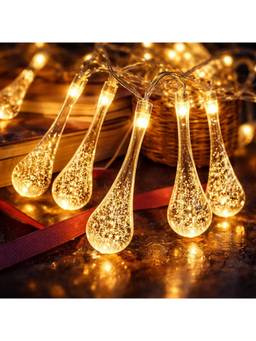 SPARKWORLD - 14 LEDs 3.5 m Yellow Steady Water Drop Rice Lights (Pack of 1)