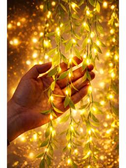 SPARKWORLD - 200 LEDs 3 m Yellow Flickering, Steady Leaf Rice Lights (Pack of 1)