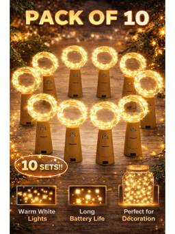 SPARKWORLD - 20 LEDs 2.03 m Yellow Steady String Rice Lights (Pack of 10)