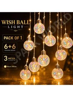 SPARKWORLD - 134 LEDs 3 m Yellow Flickering Ball Rice Lights (Pack of 1)