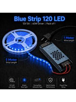 SPARKWORLD - 1 LEDs 5 m Blue Steady Strip Rice Lights (Pack of 1)