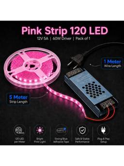 SPARKWORLD - 1 LEDs 5 m Pink Steady Strip Rice Lights (Pack of 1)