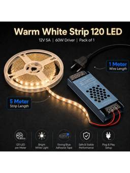 SPARKWORLD - 1 LEDs 5 m Yellow Steady Strip Rice Lights (Pack of 1)