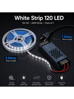 SPARKWORLD - 1 LEDs 5 m White Steady Strip Rice Lights (Pack of 1)