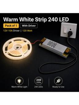 SPARKWORLD - 1 LEDs 5 m Yellow Steady Strip Rice Lights (Pack of 1)
