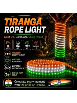 SPARKWORLD - 120 LEDs 12 m White, Orange, Green Steady Strip Rice Lights (Pack of 1)