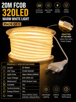 SPARKWORLD - 320 LEDs 20 m Yellow Steady Strip Rice Lights (Pack of 1)