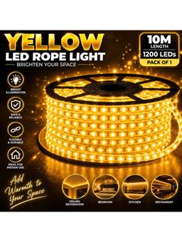 SPARKWORLD - 1200 LEDs 10 m Yellow Steady Strip Rice Lights (Pack of 1)