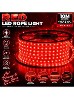 SPARKWORLD - 1200 LEDs 10 m Red Steady Strip Rice Lights (Pack of 1)