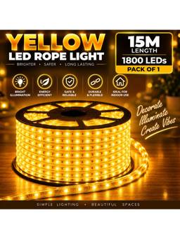 SPARKWORLD - 1200 LEDs 15 m Yellow Steady Strip Rice Lights (Pack of 1)