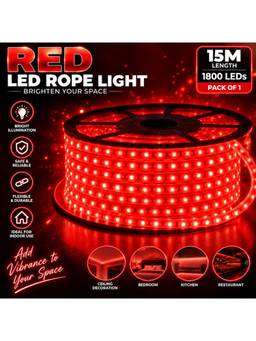 SPARKWORLD - 1200 LEDs 15 m Red Steady Strip Rice Lights (Pack of 1)