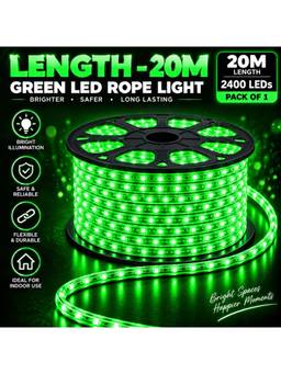 SPARKWORLD - 1200 LEDs 20 m Green Steady Strip Rice Lights (Pack of 1)