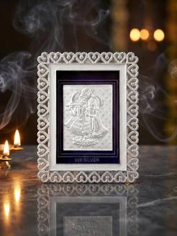 TOUCH925 - 999 Silver Radha Krishna Photo Frame (10x12)
