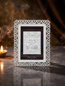 TOUCH925 - 999 Silver Ganesh Ji Frame (10x12)