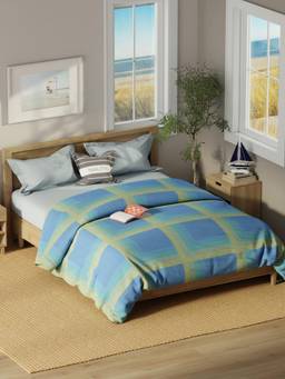 Nautica - 100% Cotton Fabric Comforter -1Pc Double Size (Raymarine) Stripe-Blue/Multi