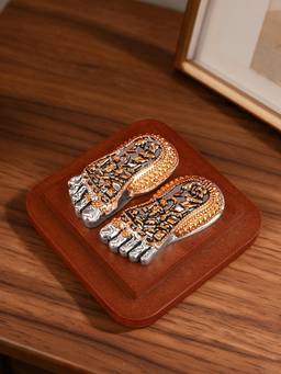 TOUCH925 - Pure 999 Silver & 24K Gold Plated Mahalaxmi Charan Paduka