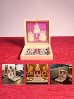 TOUCH925 - 999 Silver Lakshmi Ganesh Saraswati Idol Gift Box