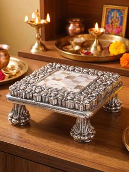 TOUCH925 - 999 Silver Plated Pooja Chowki
