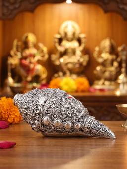 TOUCH925 - 999 Silver Plated Ganesha Shankh