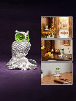 TOUCH925 - 999 Silver Plated Owl Showpiece