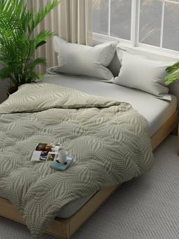 Nautica - Satin Cotton Comforter for All Weather -1Pc Double (Marina Bay) Ornamental-Sage/Green