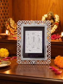 TOUCH925 - 999 Silver Shri Ram Darbar Art Frame (10x12)