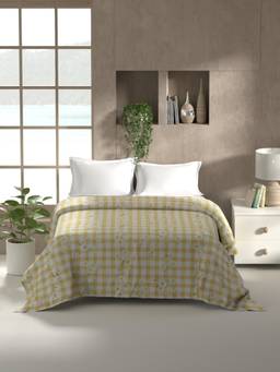 KOPA - Silky Soft Microfiber Dohar -1Pc Double Size (Monarca) Checks-Yellow