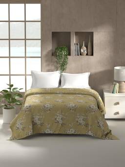 KOPA - Silky Soft Microfiber Dohar -1Pc Double Size (Monarca) Floral-Mustard