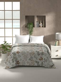 KOPA - Silky Soft Microfiber Dohar -1Pc Double Size (Monarca) Floral-White/Brown