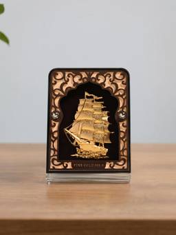 TOUCH925 - 24K Gold Foil Sailing Ship Frame (8x10 Inches)