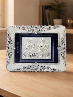 TOUCH925 - 999 Silver Lakshmi Ganesha Frame (10x12)