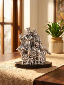 TOUCH925 - 999 Silver Plated Radha Krishna Idol