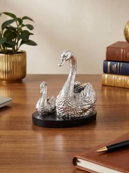 TOUCH925 - 999 Silver Plated Twin Swan Figurine