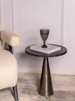 ORGANIC HOME - Spanish Black Marquina Noir Side Table - (18x16 inch)