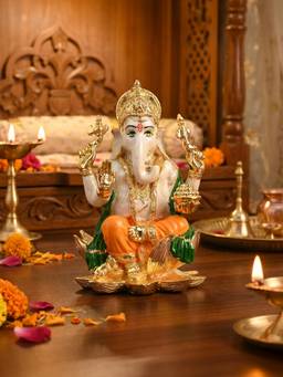 TOUCH925 - 24K Gold Plated Lotus Ganesha Idol