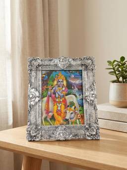 TOUCH925 - Pure 999 Silver Plated Lord Krishna Frame