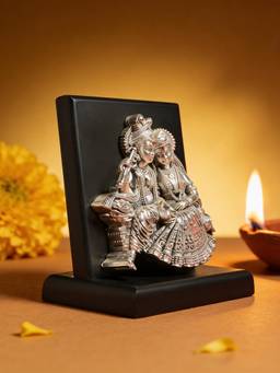 TOUCH925 - 999 Silver Plated Radha Krishna Decorative Idol