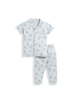 BABY GO - Girls Grey Printed Half Sleeves Collar Neck Shirt with Pyjama (Set of 2)