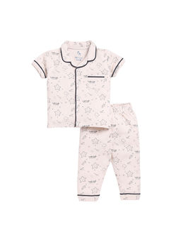 BABY GO - Girls Yellow Printed Half Sleeves Collar Neck Shirt with Pyjama (Set of 2)