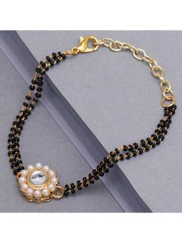 Karatcart - Gold Plated Sun Flower Design Kundan Bracelet for Women