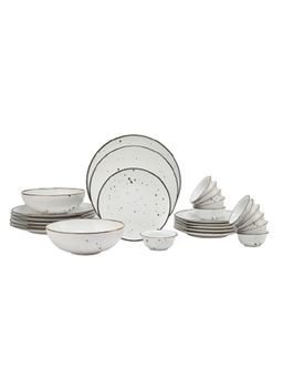 HITKARI POTTERIES - White Sparkle Dinner Set 27Pc