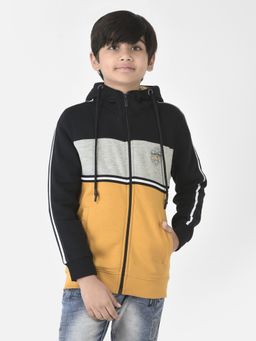 CRIMSOUNE CLUB - Boys Mustard Zipper Colour Block Sweatshirt