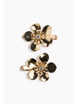 H&M - Women Gold 2-pack flower-shaped hair clips