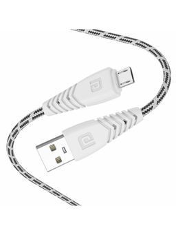 Portronics - Konnect Spydr Micro USB Cable with 3.0A Output, 2M Length, (White)