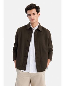 Snitch - Brown Textured Full Sleeves Shirt
