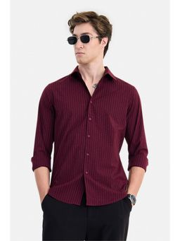 Snitch - Maroon Stripes Full Sleeves Shirt