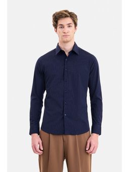 Snitch - Navy Blue Stripes Full Sleeves Shirt